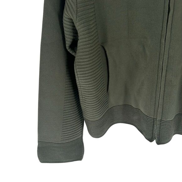 Pleats Please Issey Miyake Sweater Womens 3 Green Cardigan Hooded Zip Casual - Picture 6 of 13